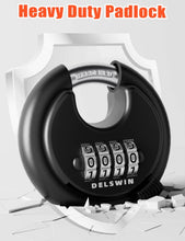Load image into Gallery viewer, DELSWIN 4-Digit Disc Combination Lock Outdoor - Heavy Duty Combination Padlocks with Hardened Steel Shackle Weatherproof Combo Locks for Gates,Sheds,Fence,Storage Unit (3/8" Shackle, Black,2 Pcs)