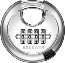 Load image into Gallery viewer, DELSWIN 4-Digit Disc Combination Lock Outdoor - Heavy Duty Combination Padlocks with Hardened Steel Shackle Weatherproof Combo Locks for Gates,Sheds,Fence,Storage Unit (3/8" Shackle, Black,2 Pcs)