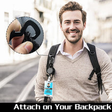 Load image into Gallery viewer, DELSWIN Heavy Duty Retractable Lanyard - Breakaway Lanyards for ID Badges Keys, Retractable Keychain with Upgraded Carabiner, Key Ring, and 2-Card Thumb-Slot Badge Holder, 8 oz Retraction