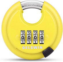 Load image into Gallery viewer, DELSWIN 4-Digit Disc Combination Lock Outdoor - Heavy Duty Combination Padlocks with Hardened Steel Shackle Weatherproof Combo Locks for Gates,Sheds,Fence,Storage Unit (3/8" Shackle, Black,2 Pcs)