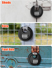 Load image into Gallery viewer, DELSWIN 4-Digit Disc Combination Lock Outdoor - Heavy Duty Combination Padlocks with Hardened Steel Shackle Weatherproof Combo Locks for Gates,Sheds,Fence,Storage Unit (3/8" Shackle, Black,2 Pcs)