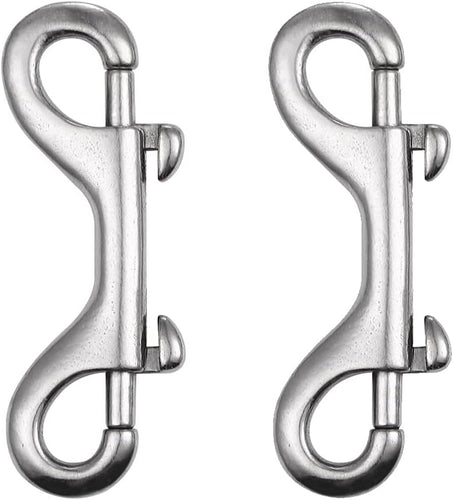 Double Ended Bolt Snap Hooks - 2 Pack Heavy Duty 316 Stainless Steel Trigger Chain 3.5 Inch Marine Grade Metal Clips for Farm Use,Water Bucket,Dog Leash,Horse Tack,Key Chain and Diving
