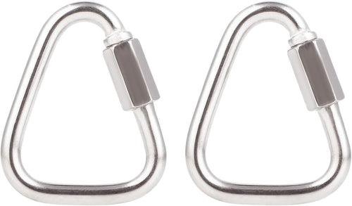 DELSWIN Triangle Carabiner Quick Chain Links - 2.9 Inch Stainless Steel Delta Quick Link, Heavy-Duty Marine Grade Carabiner Clip for Boat, Fitness, Swing, Pet, 2 Pack, 1700 Lbs Capacity