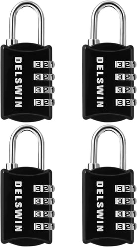 DELSWIN Small Combination Lock for Locker, 4-Digit Mini Combo Lock for Backpack and Luggage, Combination Padlock for School Gym Locker (Pack of 4)