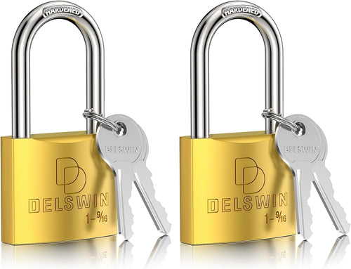 DELSWIN Weatherproof Padlock with Key - Heavy Duty Gym Locker Lock with 1-9/16