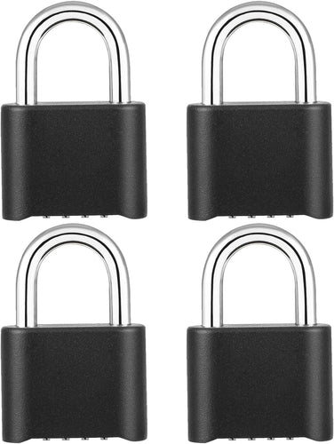 DELSWIN Heavy-Duty Combination Padlock Locker Lock - 4 Digit Combination Lock with Hardened Steel Shackle, Weatherproof Combo Lock for Outdoor, School Gym Locker, Fence, Shed, Gate, Trailer (4 Pack)