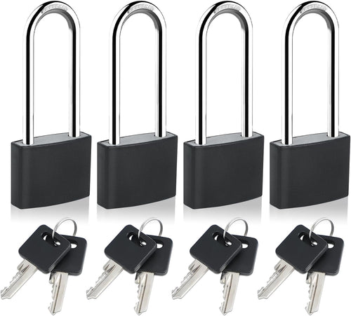 DELSWIN Covered Aluminum Lock, 2-1/2 Inch Long Shackle Locker Lock with 8 Keys, Weatherproof Padlock for School Gym Locker, Toolbox, Gate, Fence, Shed (Keyed-Alike, 4 Pack)