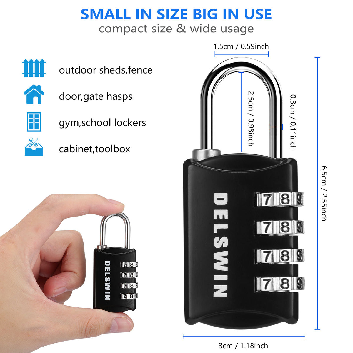 Combination-Padlock 4-Digit-Gym-Locker-Lock - 4 PCS Resettable Combo L ...