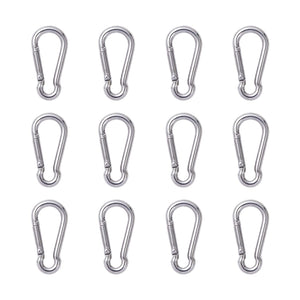 12 Pcs Small Carabiner Clip - Stainless Steel Spring Snap Hook for